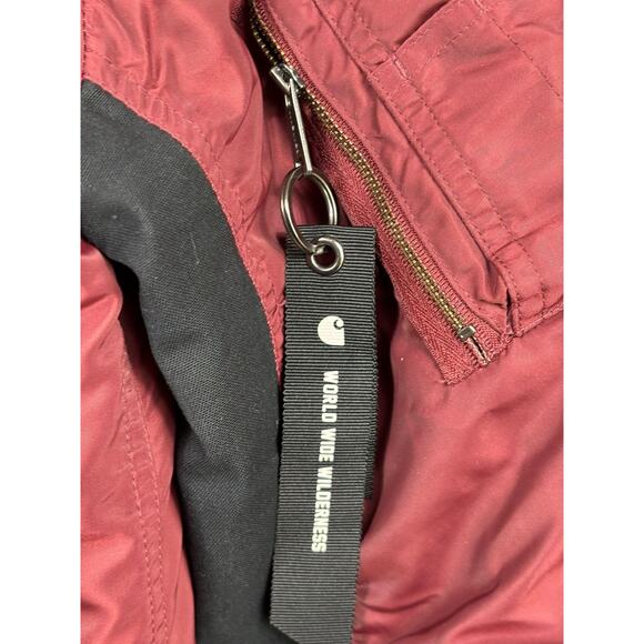 Carhartt WIP Jacket Mens Medium Burgundy Black Ashton Bomber Nylon Zip I016787 - Picture 5 of 12